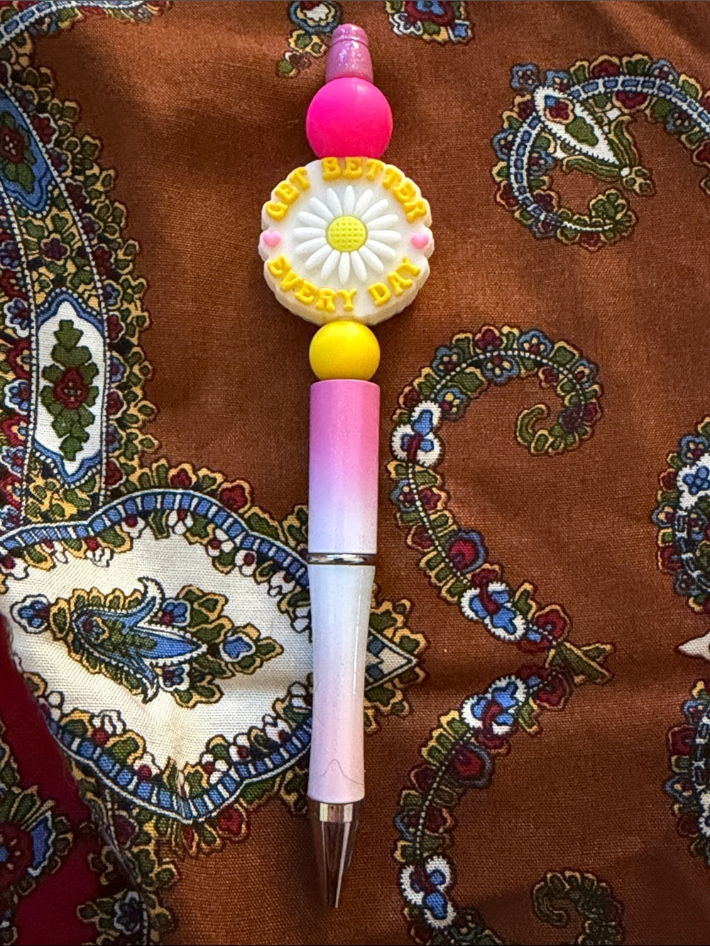 Pink Gradient Daisy Bead Pen Clip - Kids Accessories 2/$10